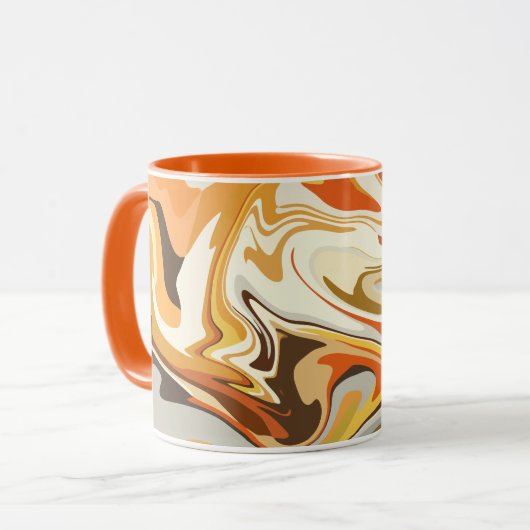 Mug Conception Abstraite Tourbillonnante Orange et Bei (Devant gauche)