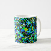 Mug Conception Abstraite Vagues Formes Bleu Vert (Devant droit)