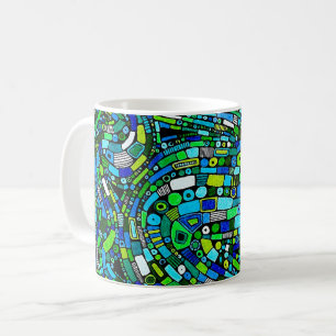 Mug Conception Abstraite Vagues Formes Bleu Vert
