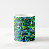 Mug Conception Abstraite Vagues Formes Bleu Vert (Centre)
