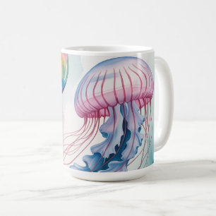 Mug Conception aquarelle de méduses arc-en-ciel fantai