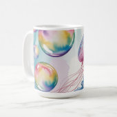 Mug Conception aquarelle de méduses arc-en-ciel fantai (Devant gauche)