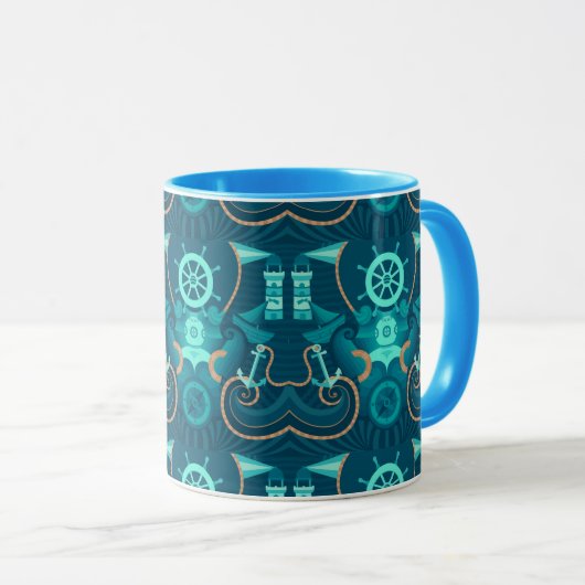 Mug Conception bleue nautique (Devant droit)