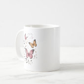 Mug Conception botanique florale de papillon rose (Devant gauche)