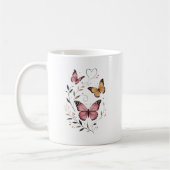 Mug Conception botanique florale de papillon rose (Gauche)