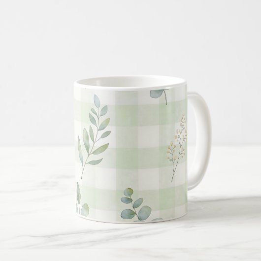 Mug Conception botanique sans couture vert sauge (Devant droit)