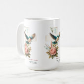 Mug Conception chrétienne avec croix et oiseau (Devant gauche)