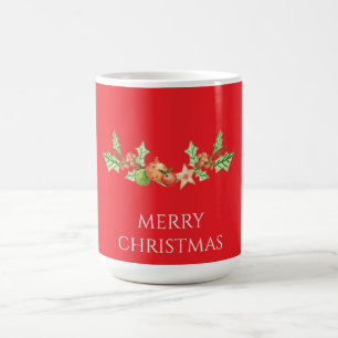 Mug Conception classique de houx et de cône de pin de