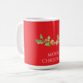 Mug Conception classique de houx et de cône de pin de (Devant gauche)