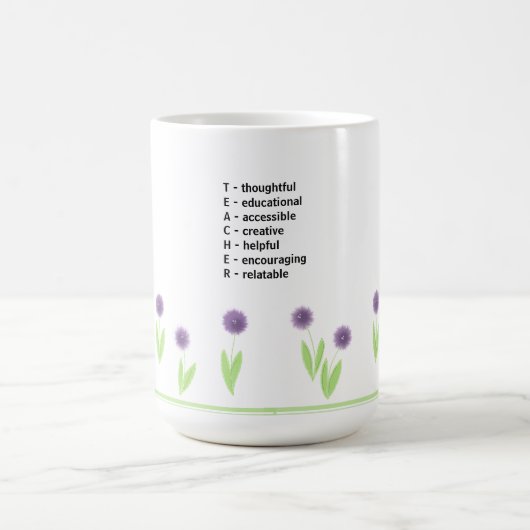 Mug Conception d'acrostiche de professeur floral (Centre)