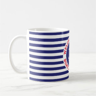 Mug Conception d'ancre nautique bleu marine avec rayur