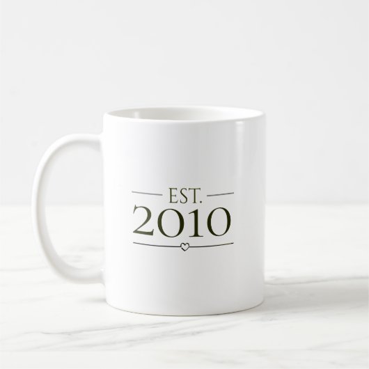 Mug Conception d'année minimale personnalisée établie (Gauche)