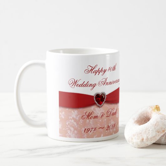 Mug Conception d'anniversaire de mariage de damassé (Avec donut)