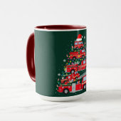 Mug Conception d'arbre de Noël en camions de pompiers (Devant gauche)