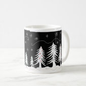 Mug Conception d'arbre de Noël noir et blanc (Devant droit)