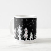 Mug Conception d'arbre de Noël noir et blanc (Devant gauche)