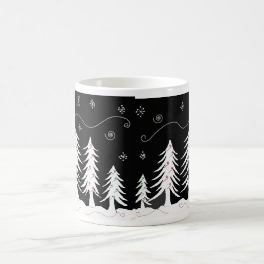 Mug Conception d'arbre de Noël noir et blanc (Centre)
