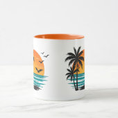 Mug Conception d'arbre de palmier de coucher de soleil (Centre)