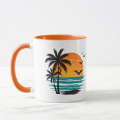 Mug Conception d'arbre de palmier de coucher de soleil (Gauche)