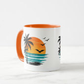Mug Conception d'arbre de palmier de coucher de soleil (Devant gauche)