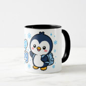 Mug Conception d'aventure de manchot kawaii pour conti (Devant droit)