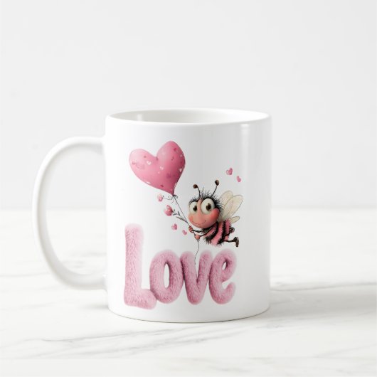 Mug Conception de ballon en forme de cœur rose avec un (Gauche)