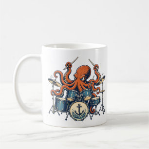Mug Conception de batteur pieuvre personnalisé