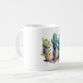 Mug Conception de cactus avec plaques colorées (Devant gauche)
