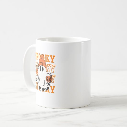 Mug Conception de café Halloween Ghost éffrayant (Devant gauche)