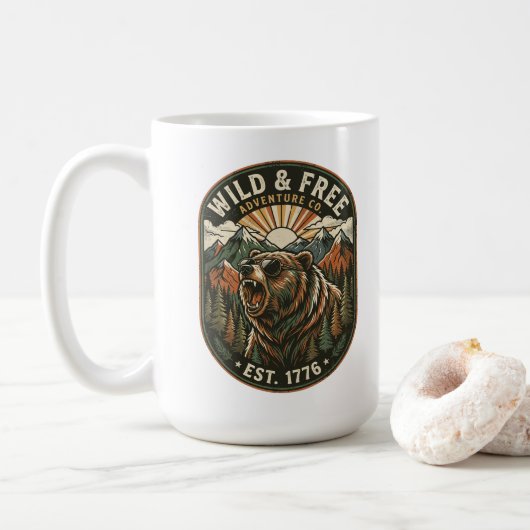 Mug Conception de camping rétro Randonnée Extérieur Am (Avec donut)