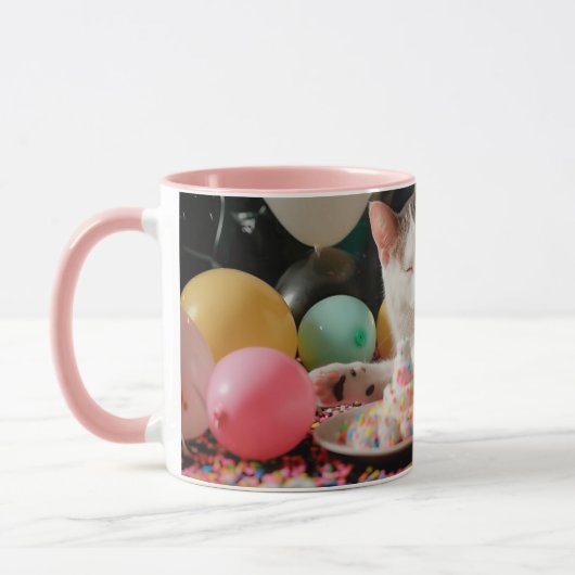 Mug Conception de célébration d'anniversaire de chat a (Gauche)