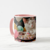 Mug Conception de célébration d'anniversaire de chat a (Devant gauche)