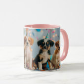 Mug Conception de célébration d'anniversaire de chiots (Devant droit)