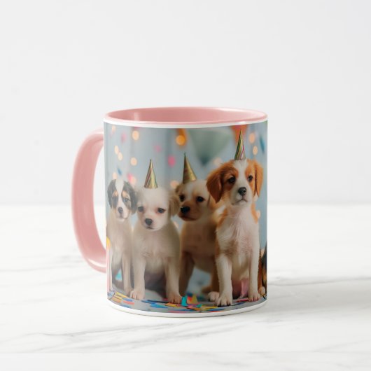 Mug Conception de célébration d'anniversaire de chiots (Devant gauche)