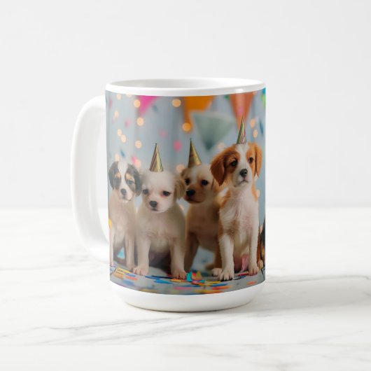 Mug Conception de célébration d'anniversaire de chiots (Devant gauche)