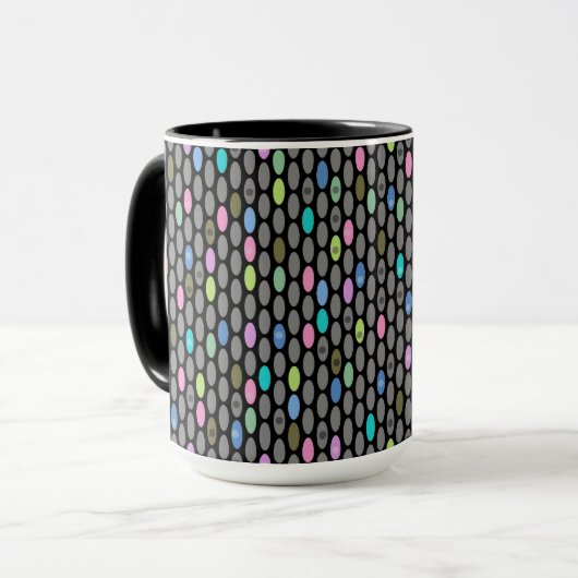Mug Conception de cercles de points de polka de couleu (Devant gauche)