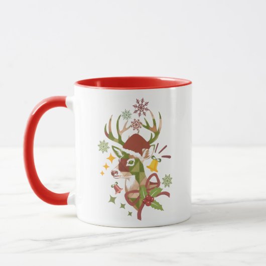 Mug Conception de cerf colorée de Noël  (Gauche)
