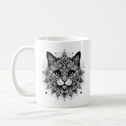 Mug Conception de chat à motif mandala (Gauche)