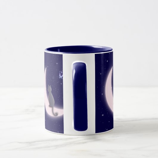 Mug Conception de chat céleste rêveuse (Poignée)