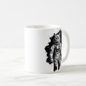 Mug Conception de chat d'astronaute à encre noire (Devant droit)