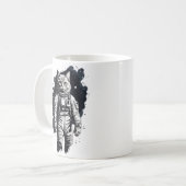 Mug Conception de chat d'astronaute à encre noire (Devant gauche)