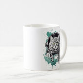 Mug Conception de chat en étoile noire verte (Devant droit)