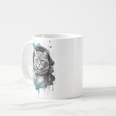 Mug Conception de chat en étoile noire verte (Devant gauche)