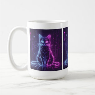 Mug **Conception de chat néon – Art félin futuriste lu
