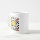 Mug Conception de chemise à carreaux smiley d'infirmiè (Devant gauche)