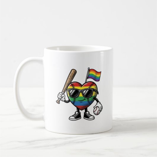 Mug Conception de chemise de fierté de baseball de cœu (Gauche)