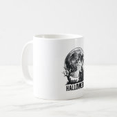 Mug Conception de chemise de lune de maison hantée Hal (Devant gauche)