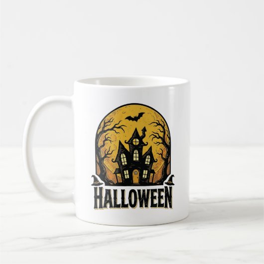 Mug Conception de chemise Halloween Maison Hantée Vint (Gauche)