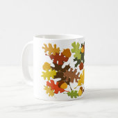 Mug Conception de chêne de feuille de saison d'automne (Devant gauche)