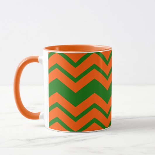 Mug Conception de chevron en zigzag vert orange (Gauche)